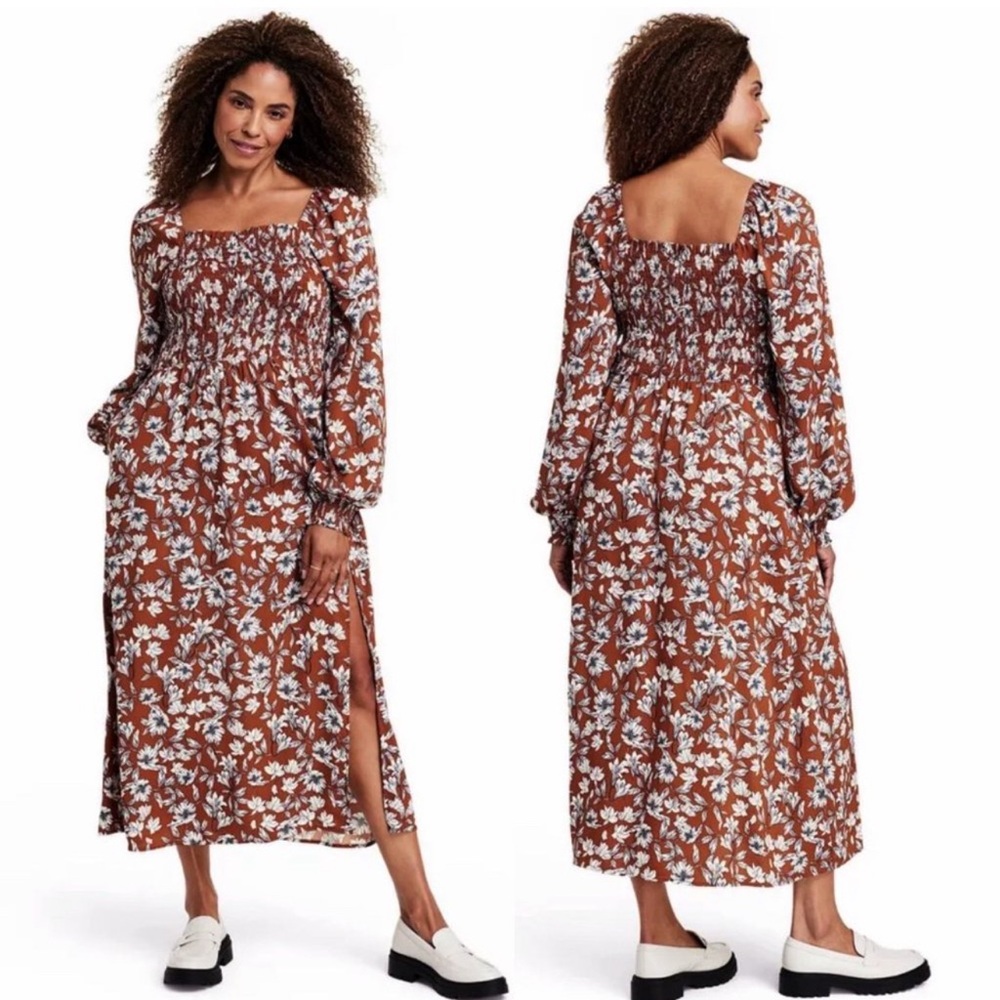 La Ligne Brown Floral Midi Dress